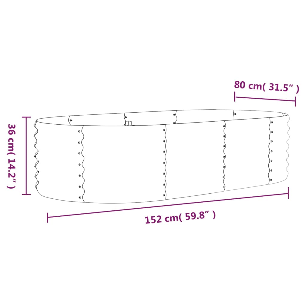 vidaXL Lit surélevé de jardin Acier enduit de poudre 152x80x36 cm Vert