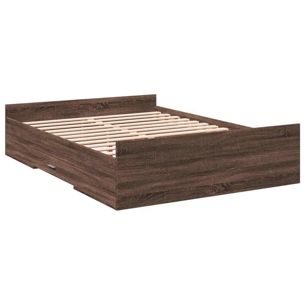 vidaXL Cadre de lit avec tiroirs sans matelas chêne marron 120x190 cm