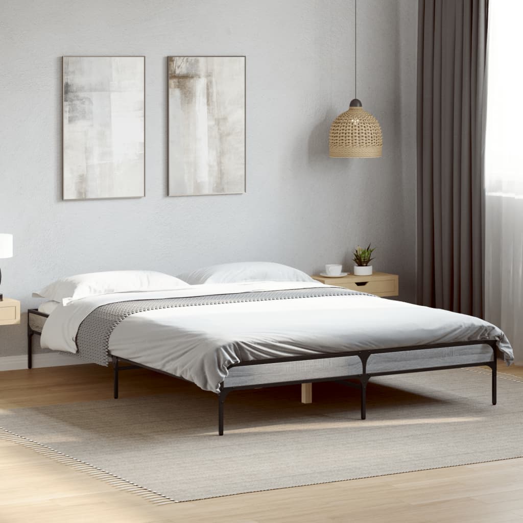 vidaXL Cadre de lit sans matelas sonoma gris 150x200 cm