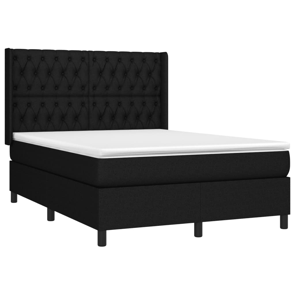 vidaXL Sommier à lattes de lit matelas et LED Noir 140x200 cm Tissu