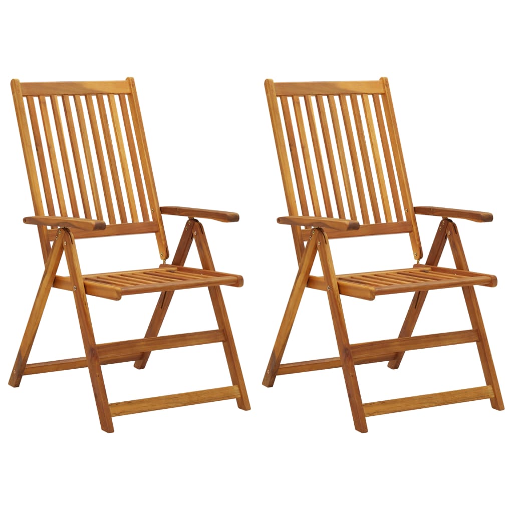 vidaXL Chaises inclinables de jardin 2 pcs avec coussins Bois d'acacia