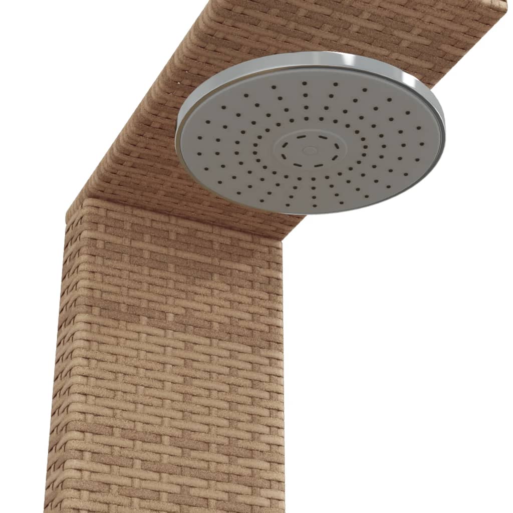 vidaXL Douche d'extérieur beige 100x100x241,5cm poly rotin bois acacia