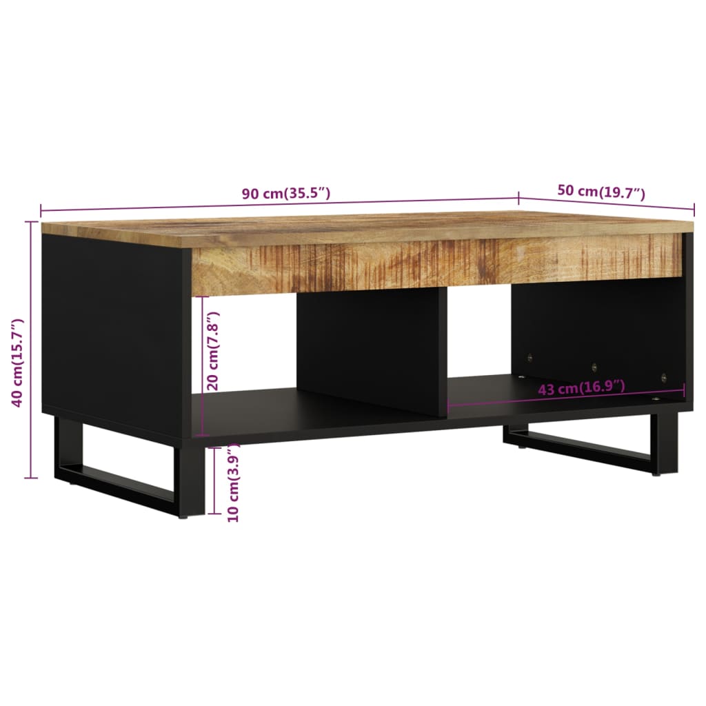 vidaXL Table basse 90x50x40 cm bois de manguier massif