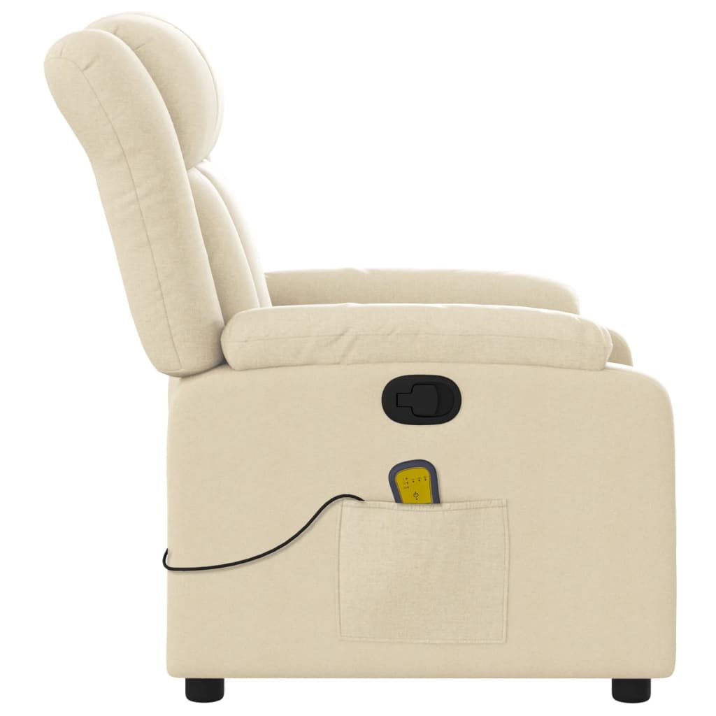 vidaXL Fauteuil de massage inclinable Crème Tissu