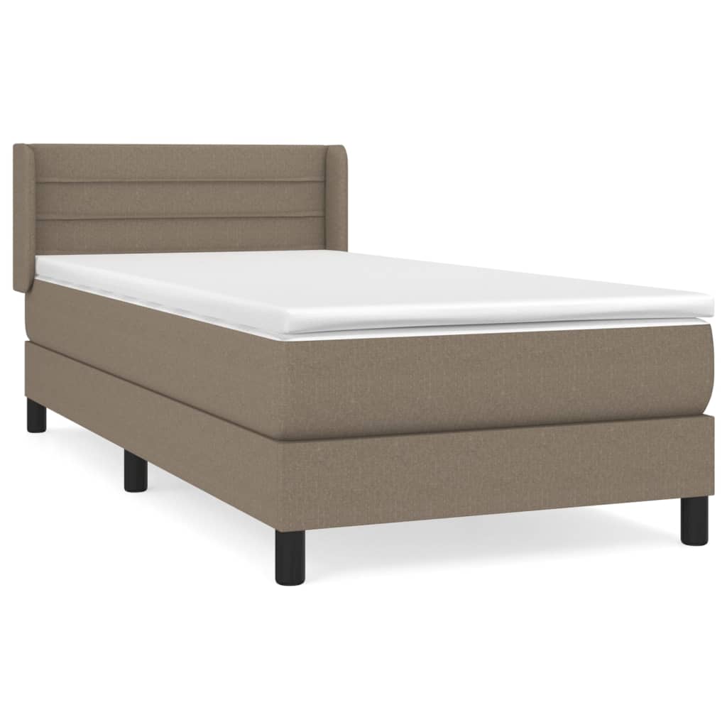 vidaXL Sommier à lattes de lit avec matelas Taupe 90x200 cm Tissu