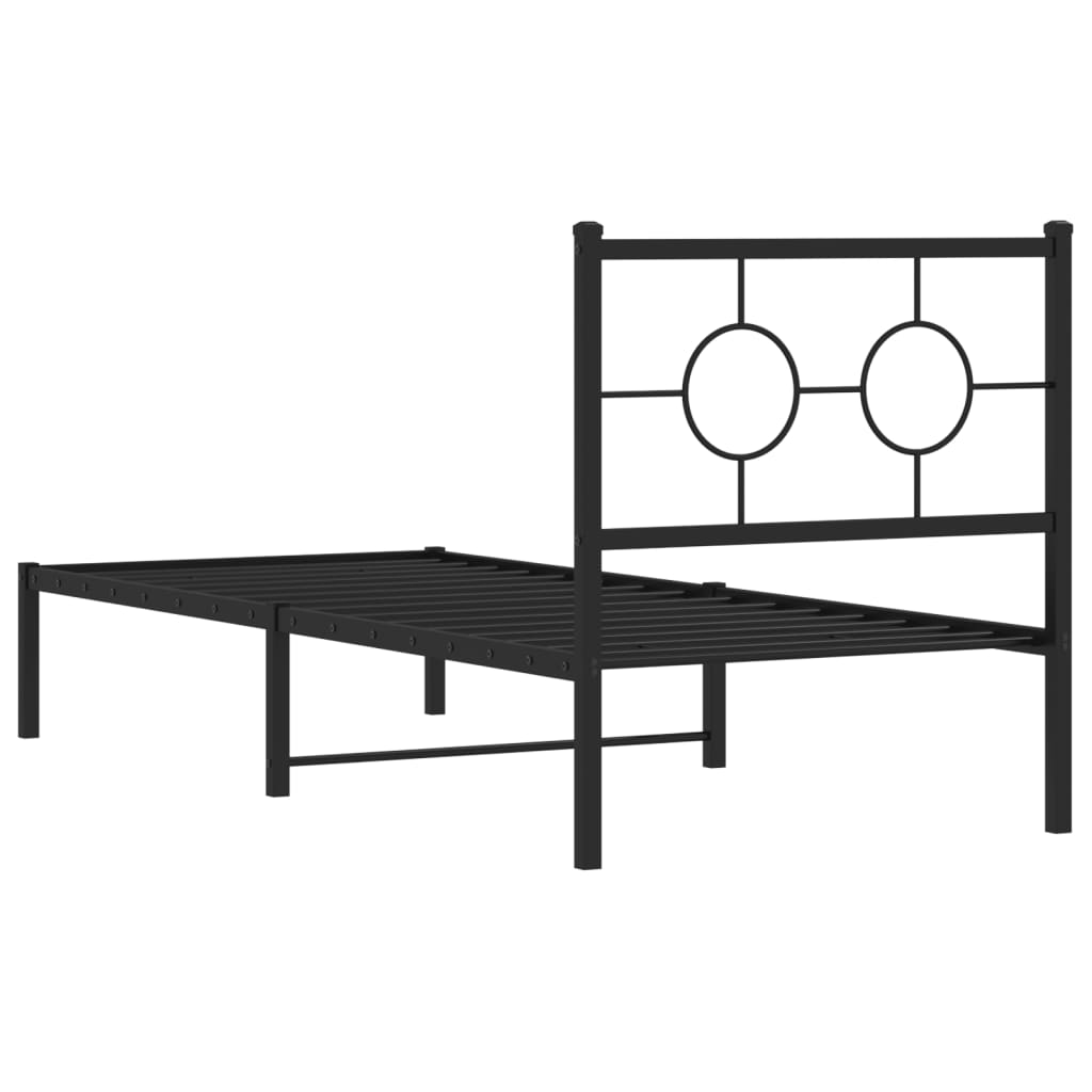 vidaXL Cadre de lit métal sans matelas avec tête de lit noir 80x200 cm