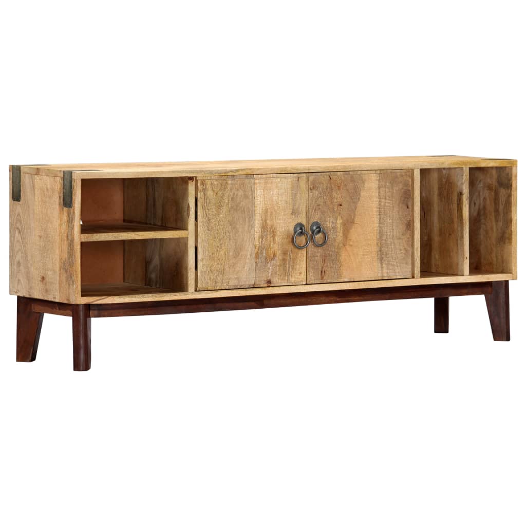 vidaXL Meuble TV 130x30x46 cm Bois massif de manguier brut