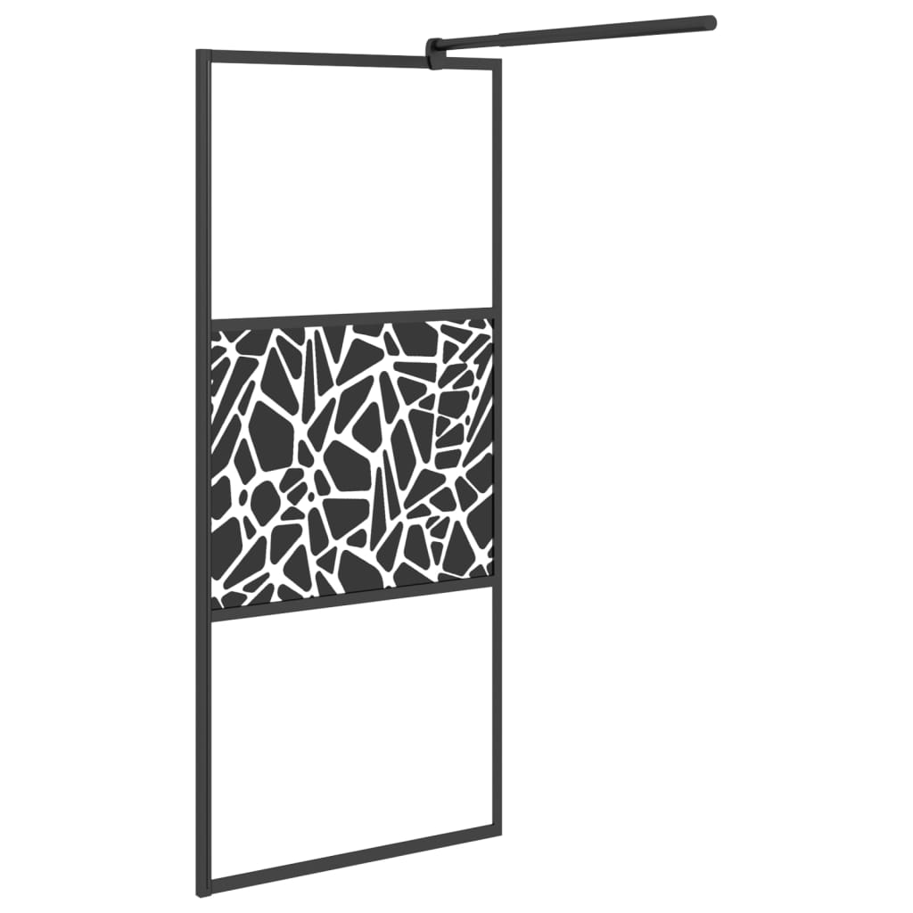 vidaXL Paroi de douche avec étagère Noir 90x195 cm Verre ESG&Aluminium