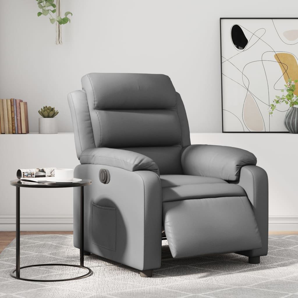 vidaXL Fauteuil inclinable électrique Gris Similicuir