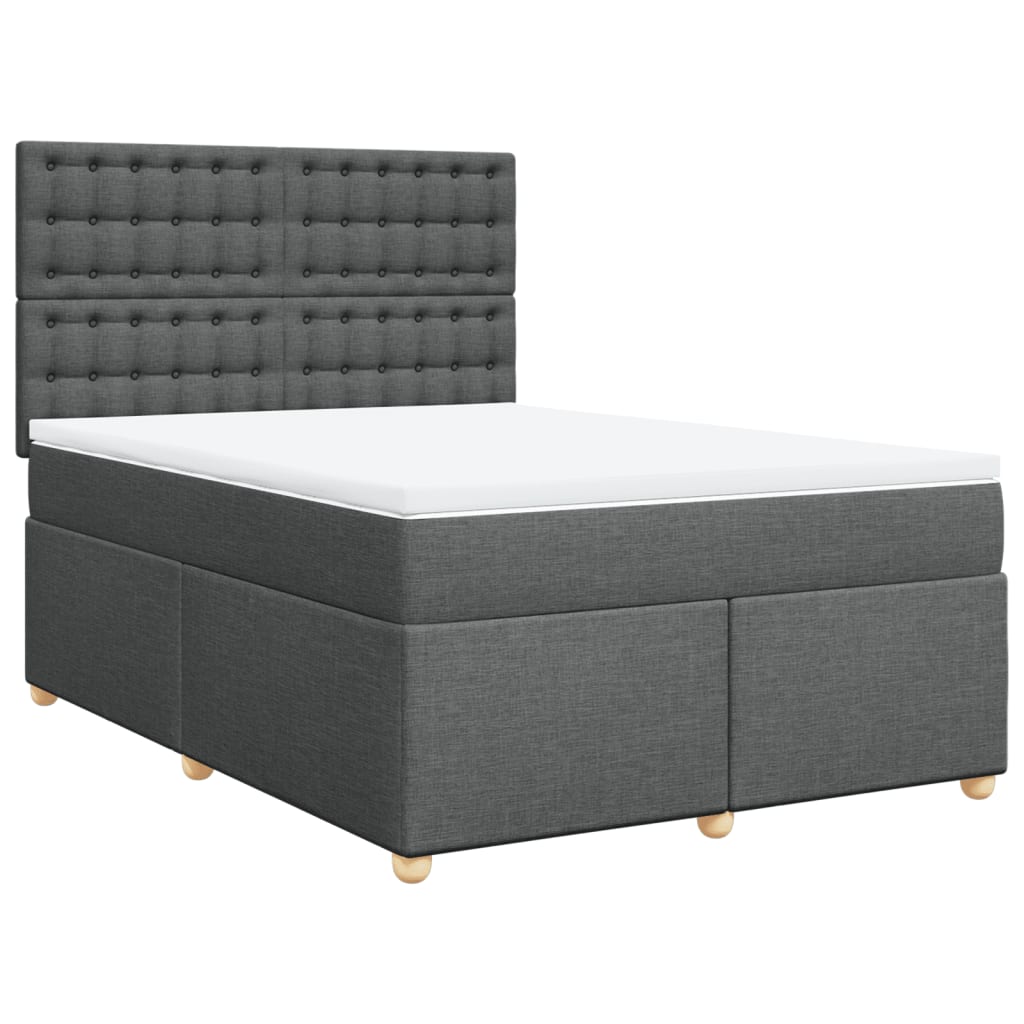 vidaXL Sommier à lattes de lit avec matelas Gris foncé 160x200cm Tissu