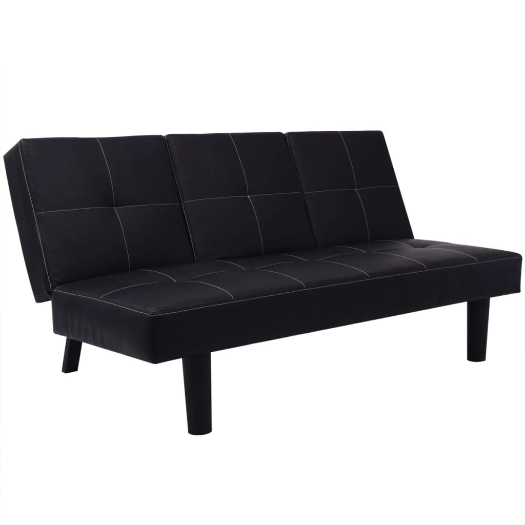 vidaXL Canapé-lit avec table déroulante en cuir artificiel noir