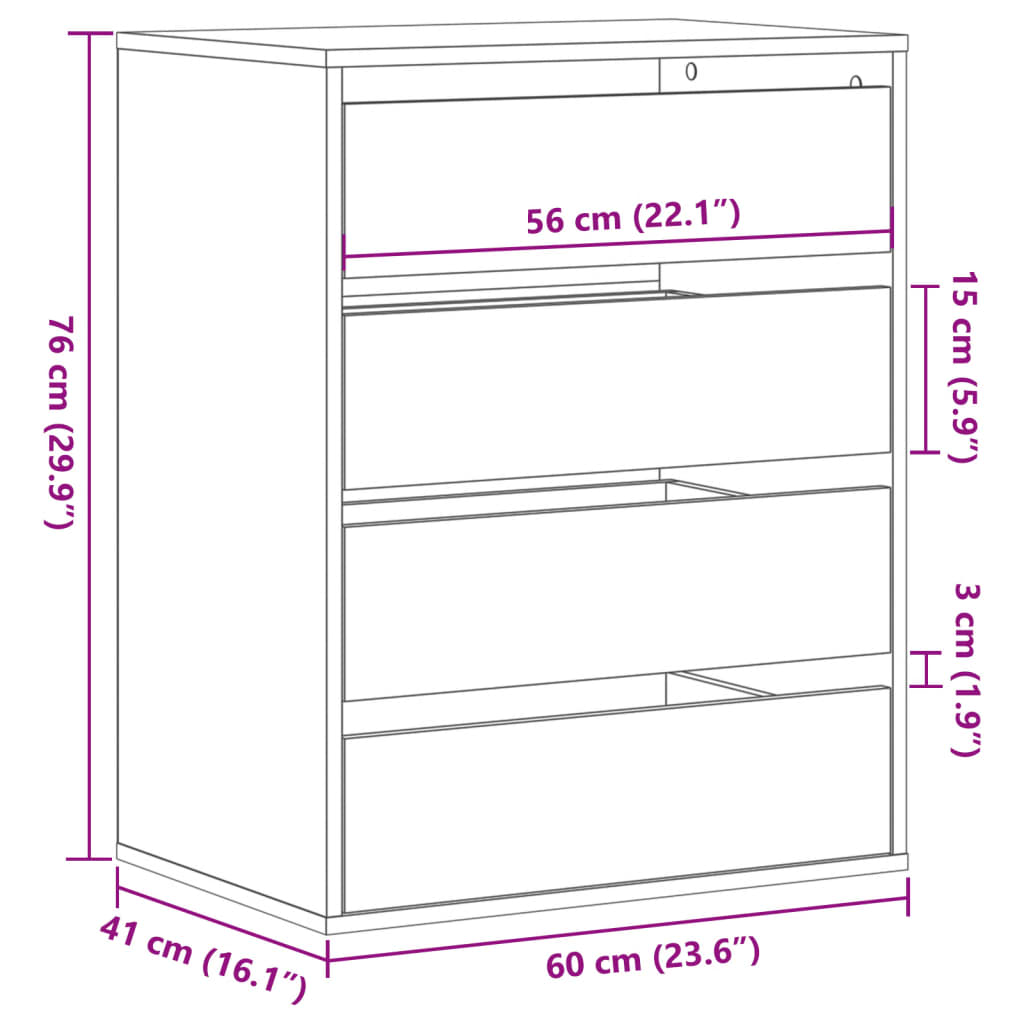 vidaXL Commode d'angle gris béton 60x41x76 cm bois d'ingénierie