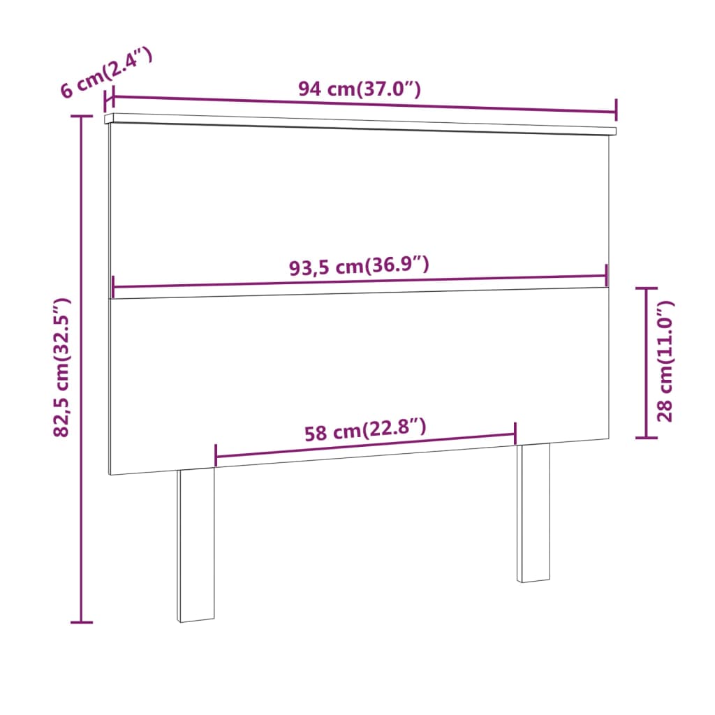 vidaXL Tête de lit 94x6x82,5 cm Bois massif de pin