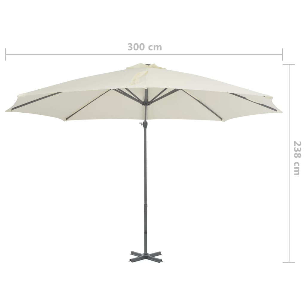 vidaXL Parasol de jardin en porte-à-faux et poteau en aluminium sable