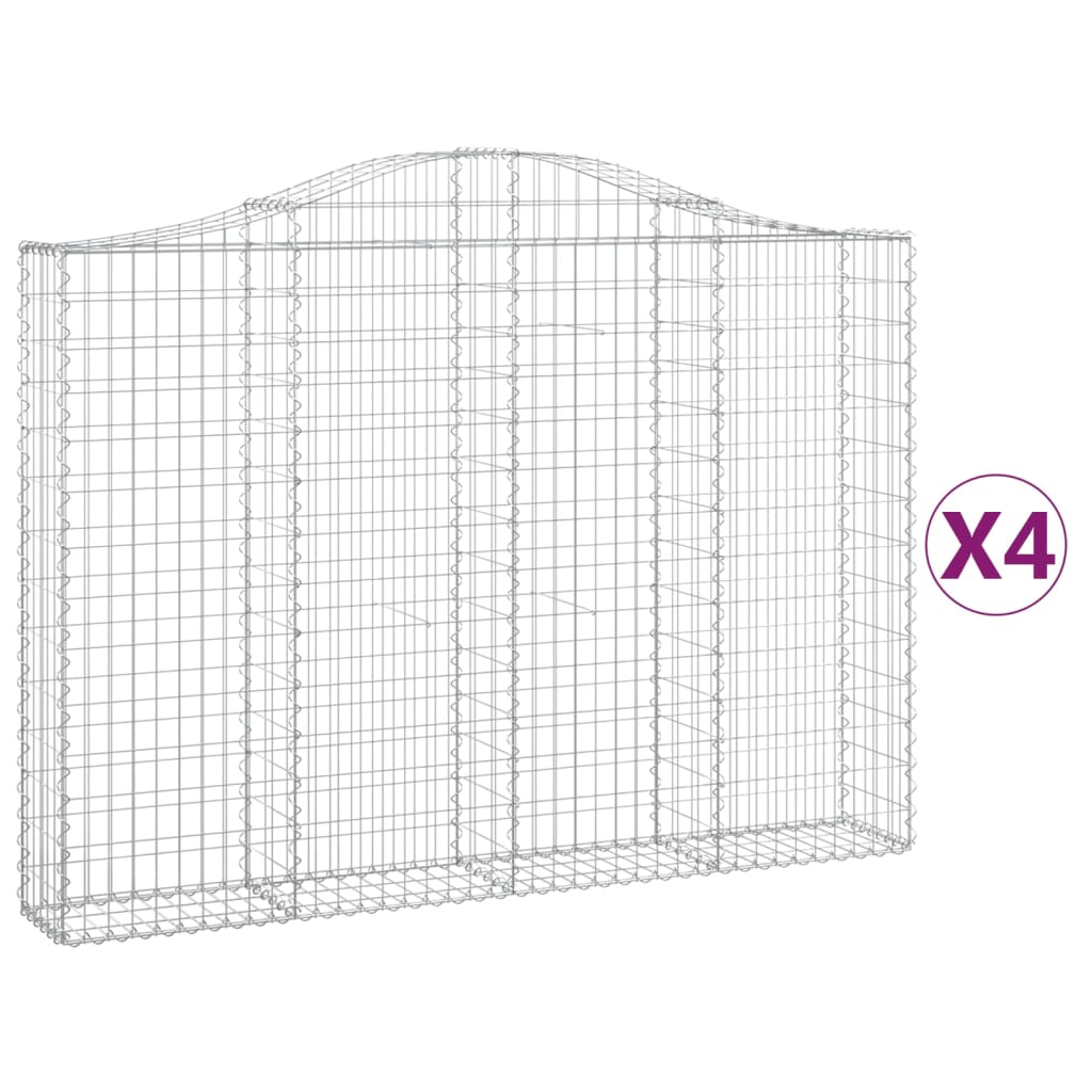 vidaXL Paniers à gabions arqués 4 pcs 200x30x140/160 cm Fer galvanisé