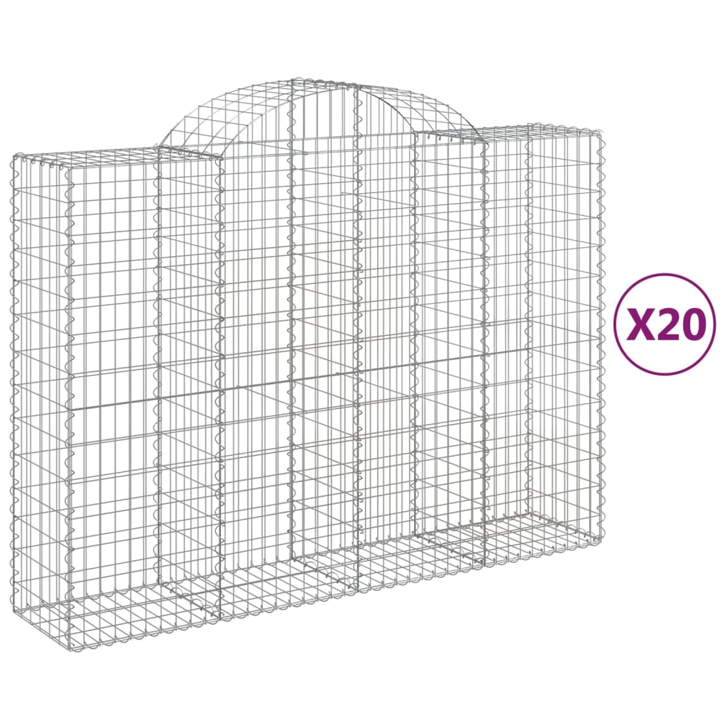 vidaXL Paniers à gabions arqués 20 pcs 200x50x140/160 cm Fer galvanisé