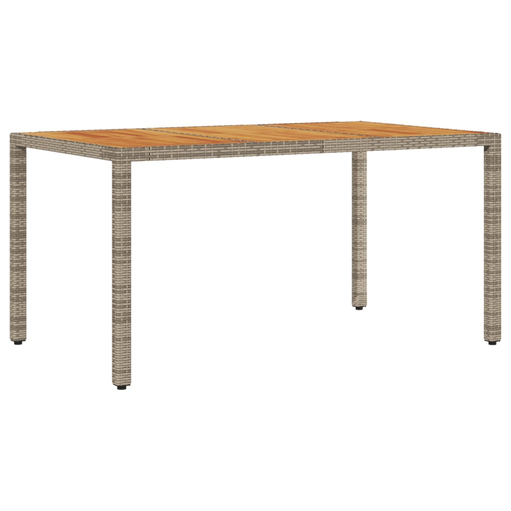 vidaXL Table de jardin 150x90x75 cm Acacia et résine tressée Gris