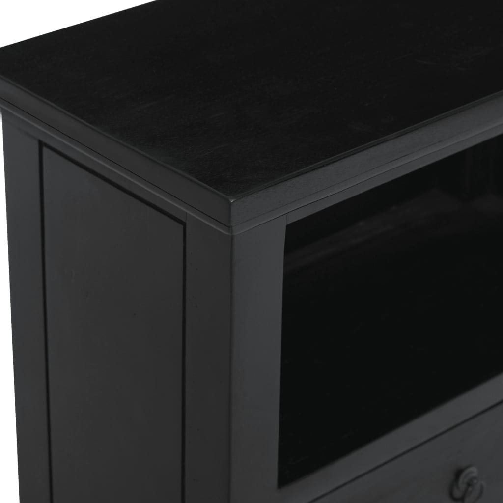 vidaXL Table de chevet noir 60x30x75 cm bois d'acajou massif