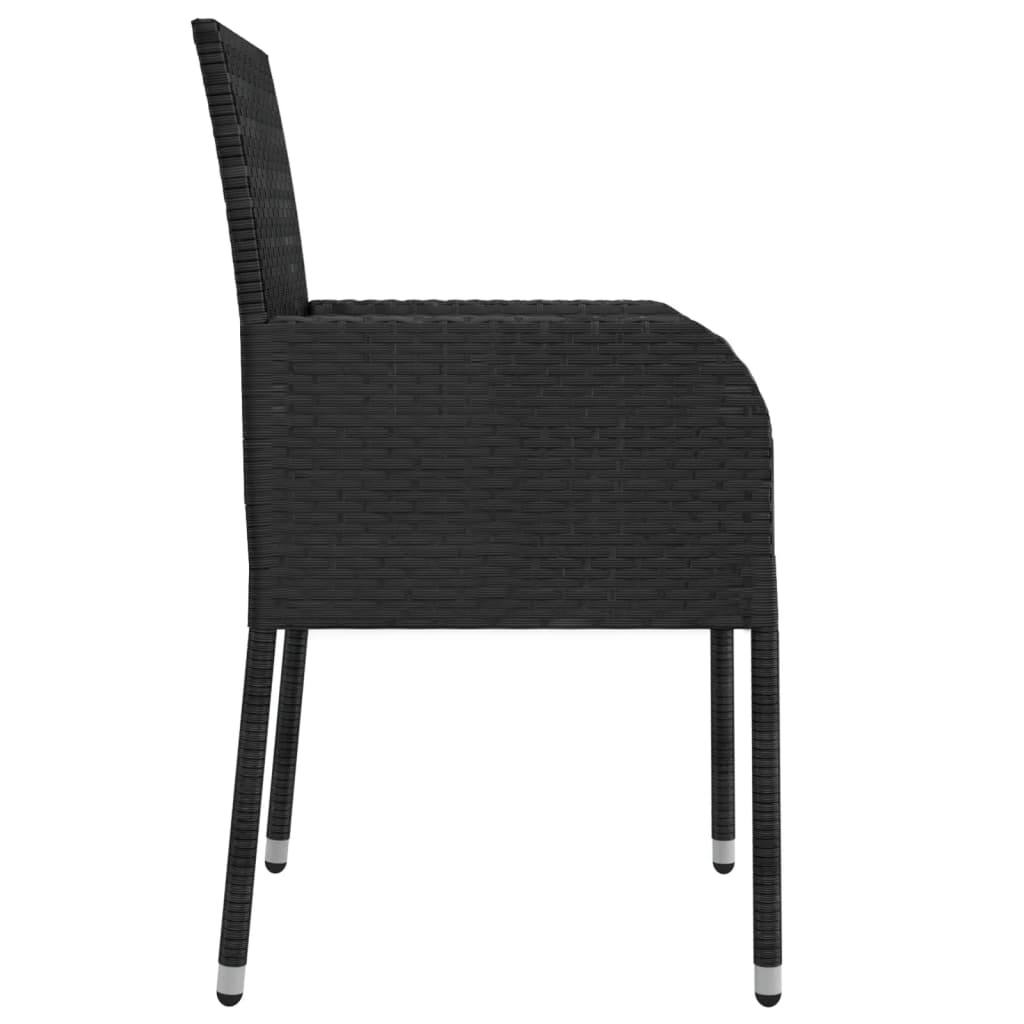 vidaXL Chaises de jardin lot de 2 avec coussins Résine tressée Noir