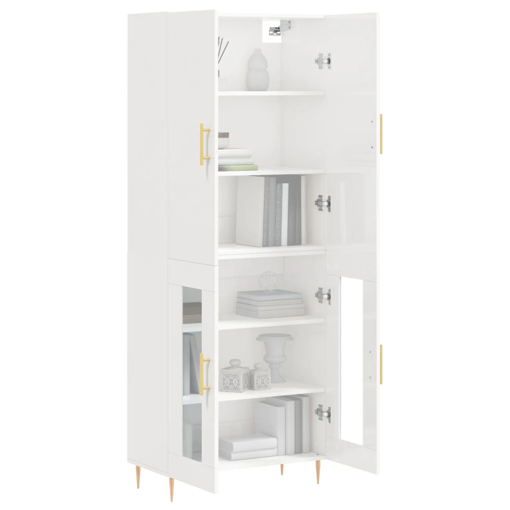 vidaXL Buffet haut Blanc brillant 69,5x34x180 cm Bois d'ingénierie