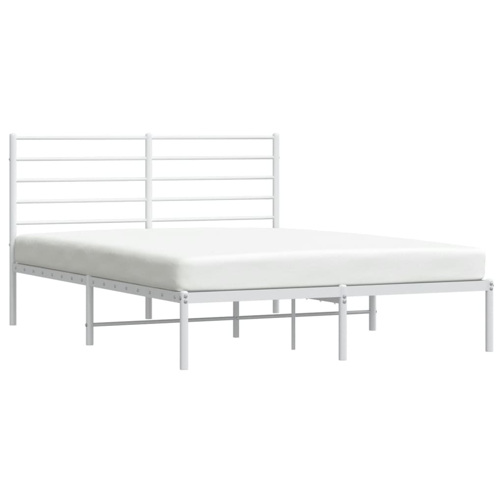 vidaXL Cadre de lit métal sans matelas et tête de lit blanc 135x190 cm