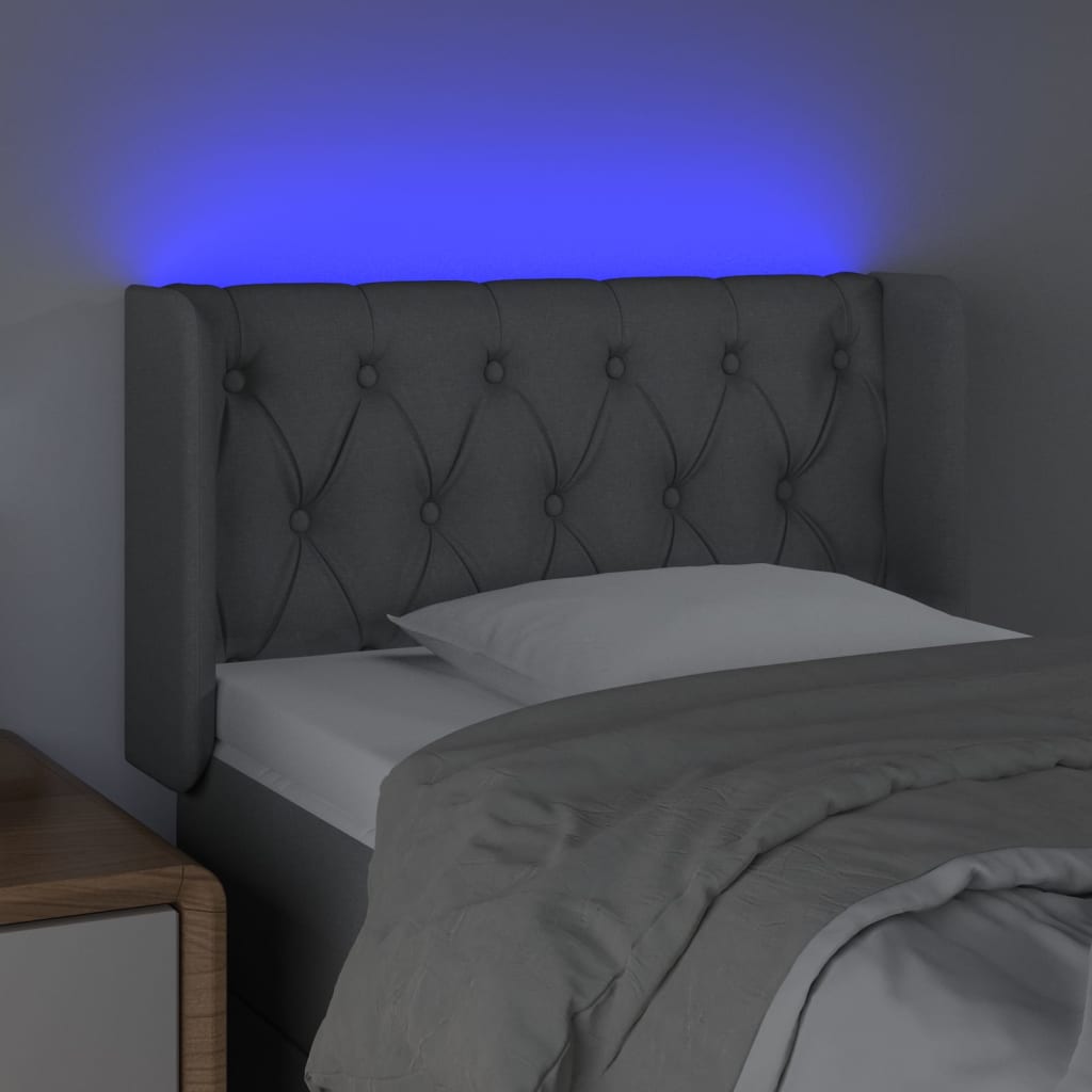 vidaXL Tête de lit à LED Gris clair 83x16x78/88 cm Tissu