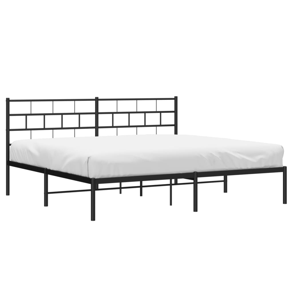 vidaXL Cadre de lit métal sans matelas avec tête de lit noir 183x213cm