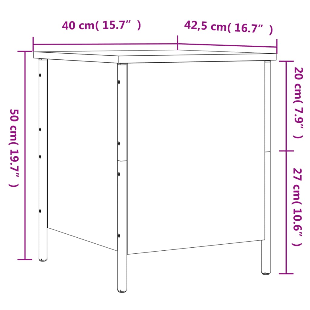 vidaXL Banc de rangement chêne sonoma 40x42,5x50 cm bois d'ingénierie