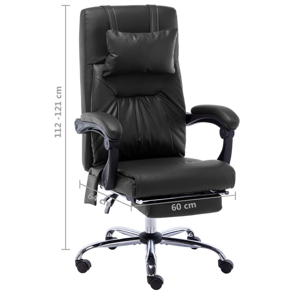 vidaXL Chaise de bureau de massage Noir Similicuir