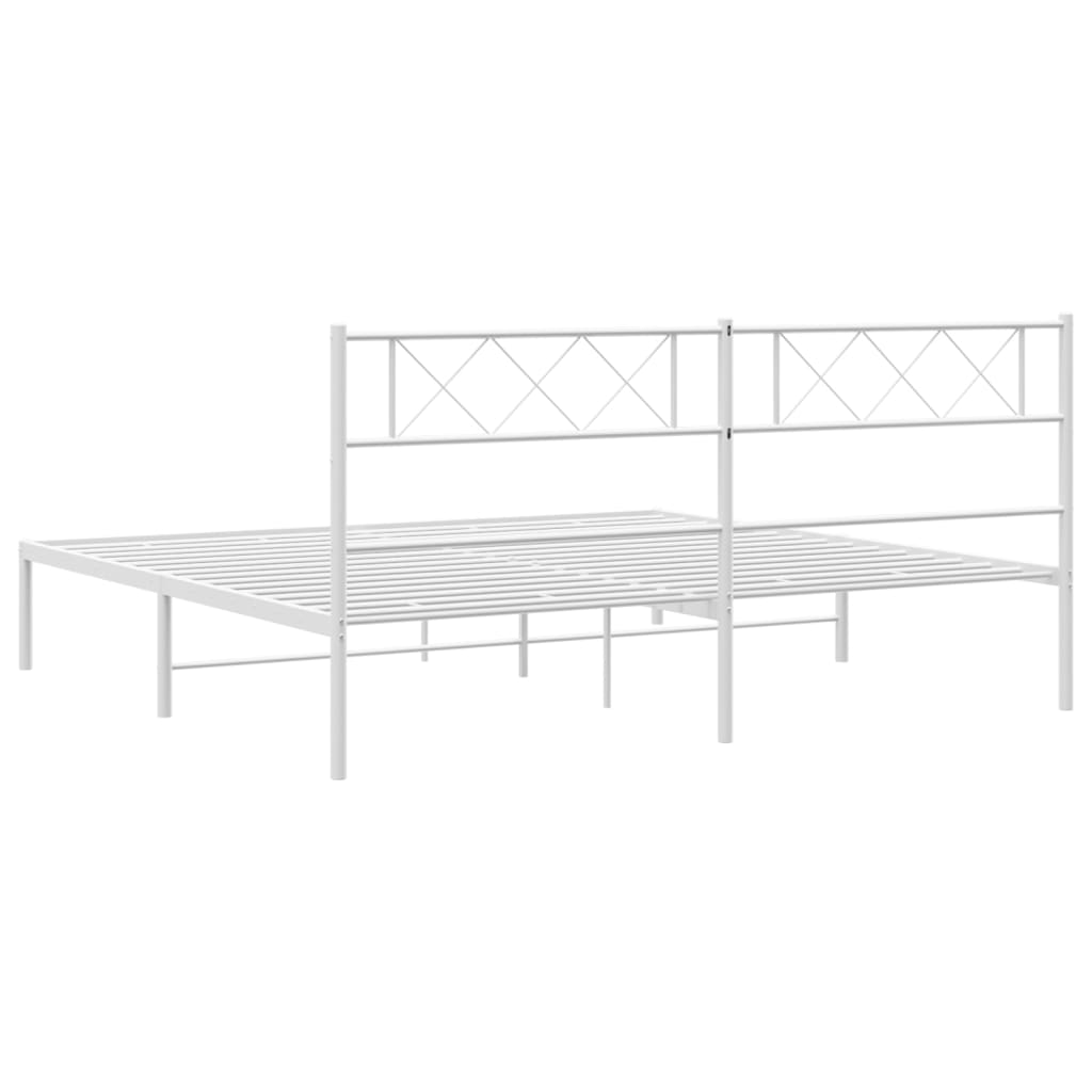 vidaXL Cadre de lit métal sans matelas et tête de lit blanc 180x200 cm