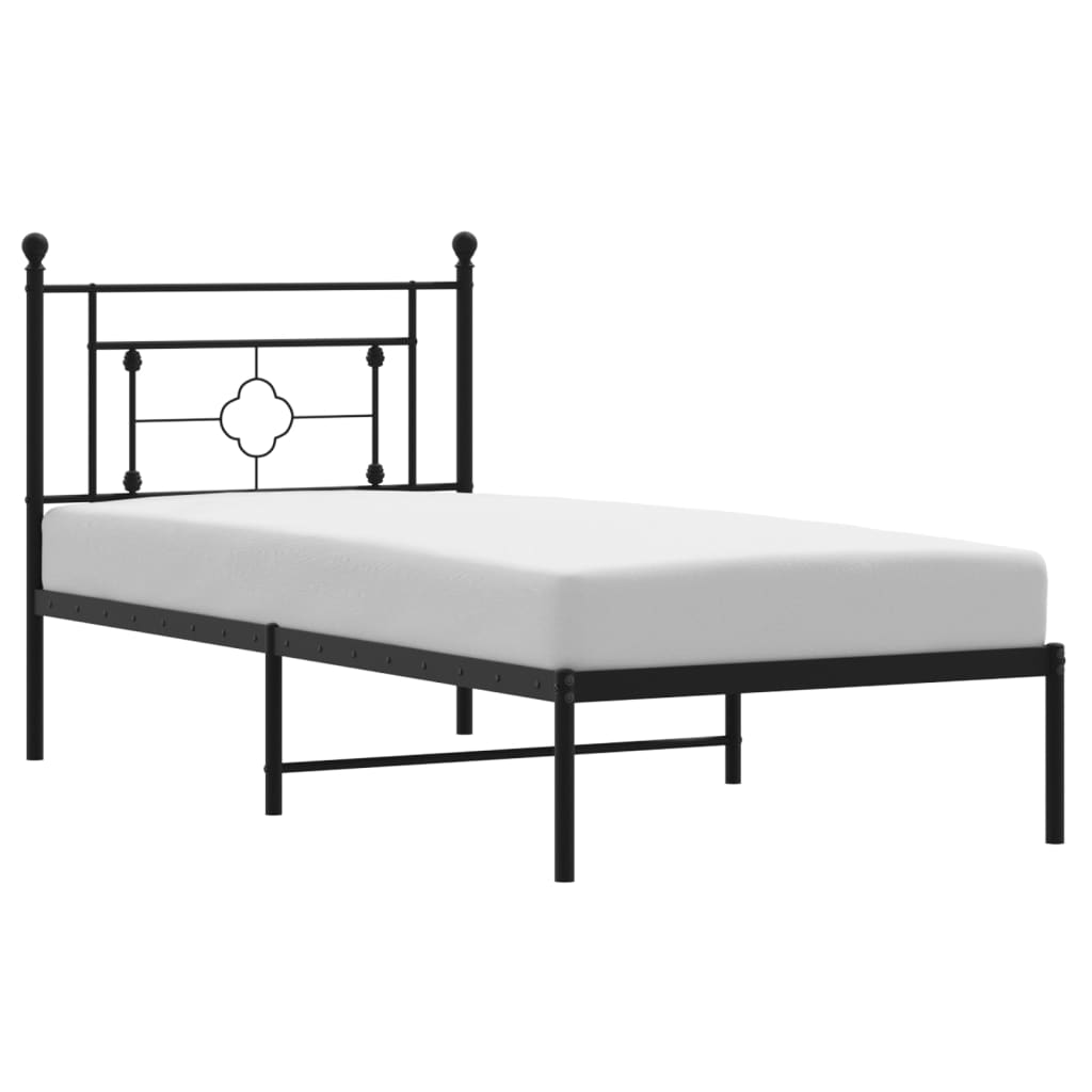 vidaXL Cadre de lit métal sans matelas avec tête de lit noir 100x200cm