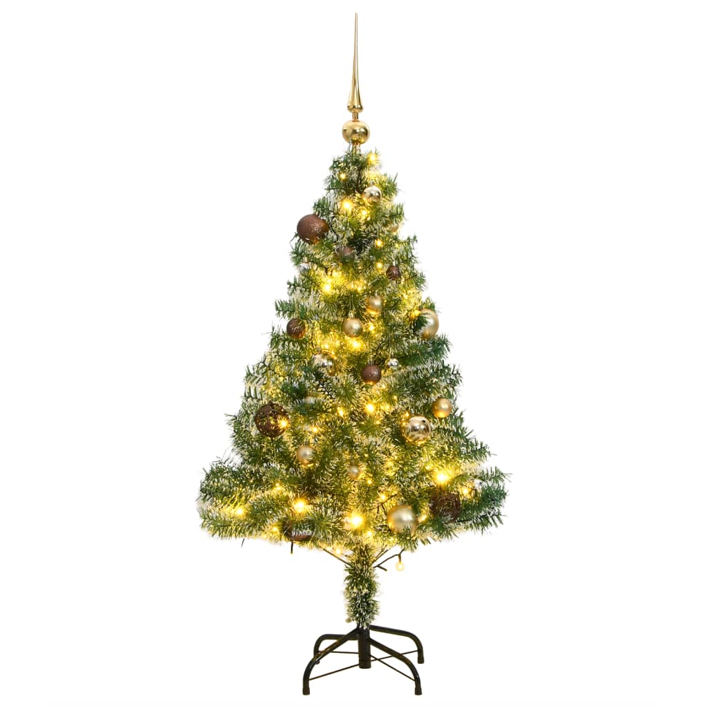 vidaXL Sapin de Noël artificiel 150 LED&boules&neige floquée 150 cm