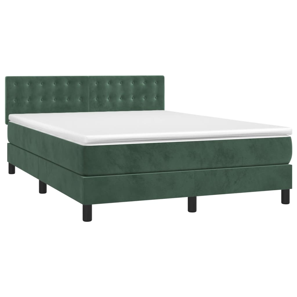 vidaXL Sommier à lattes de lit avec matelas LED Vert foncé 140x190 cm