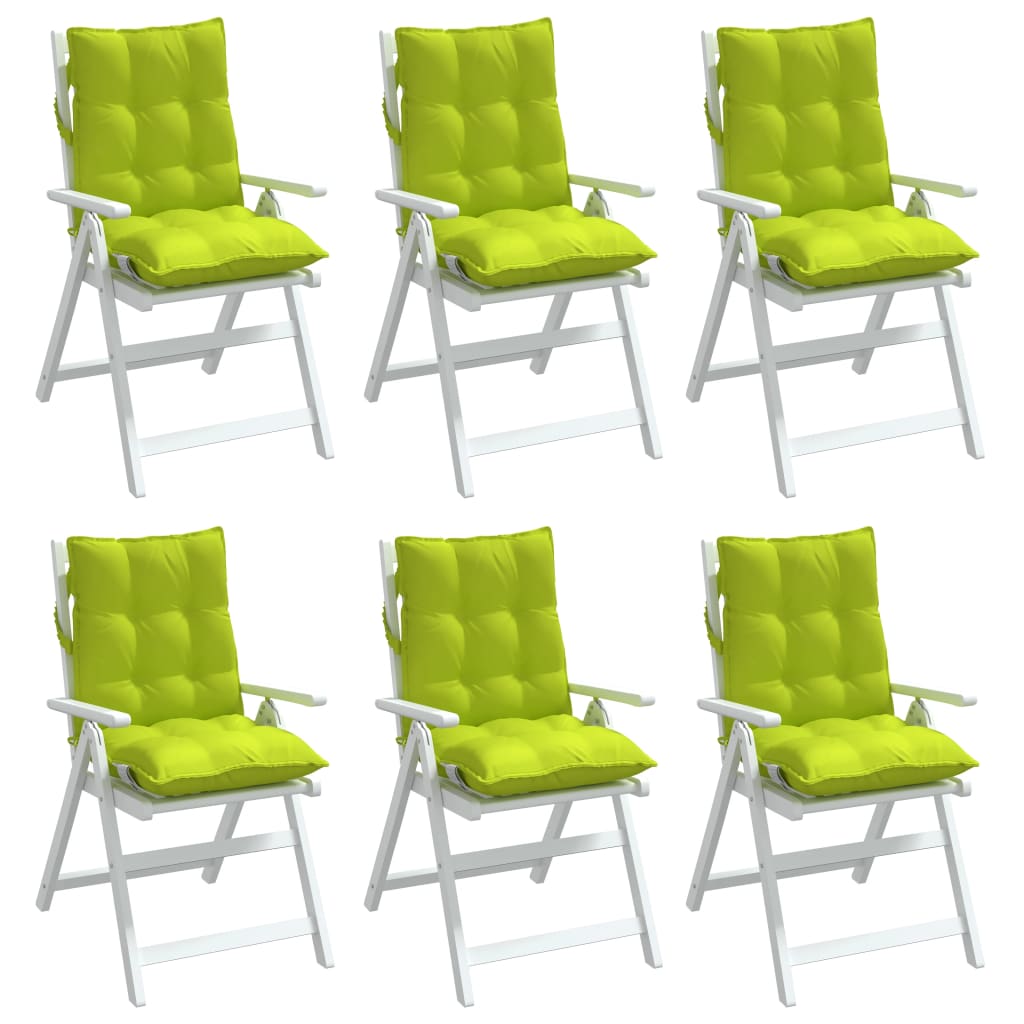 vidaXL Coussins de chaise à dossier bas lot de 6 vert vif