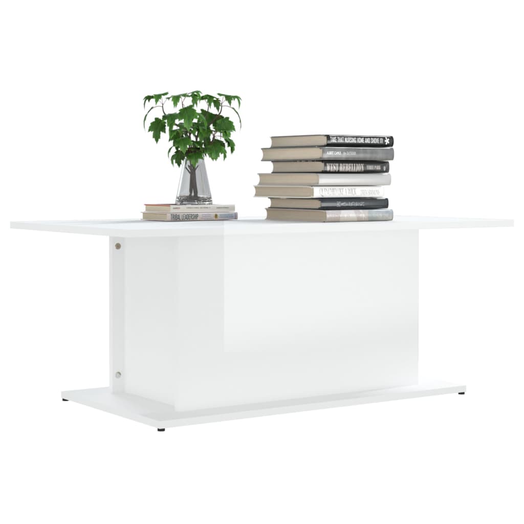 vidaXL Table basse Blanc brillant 102x55,5x40 cm Aggloméré