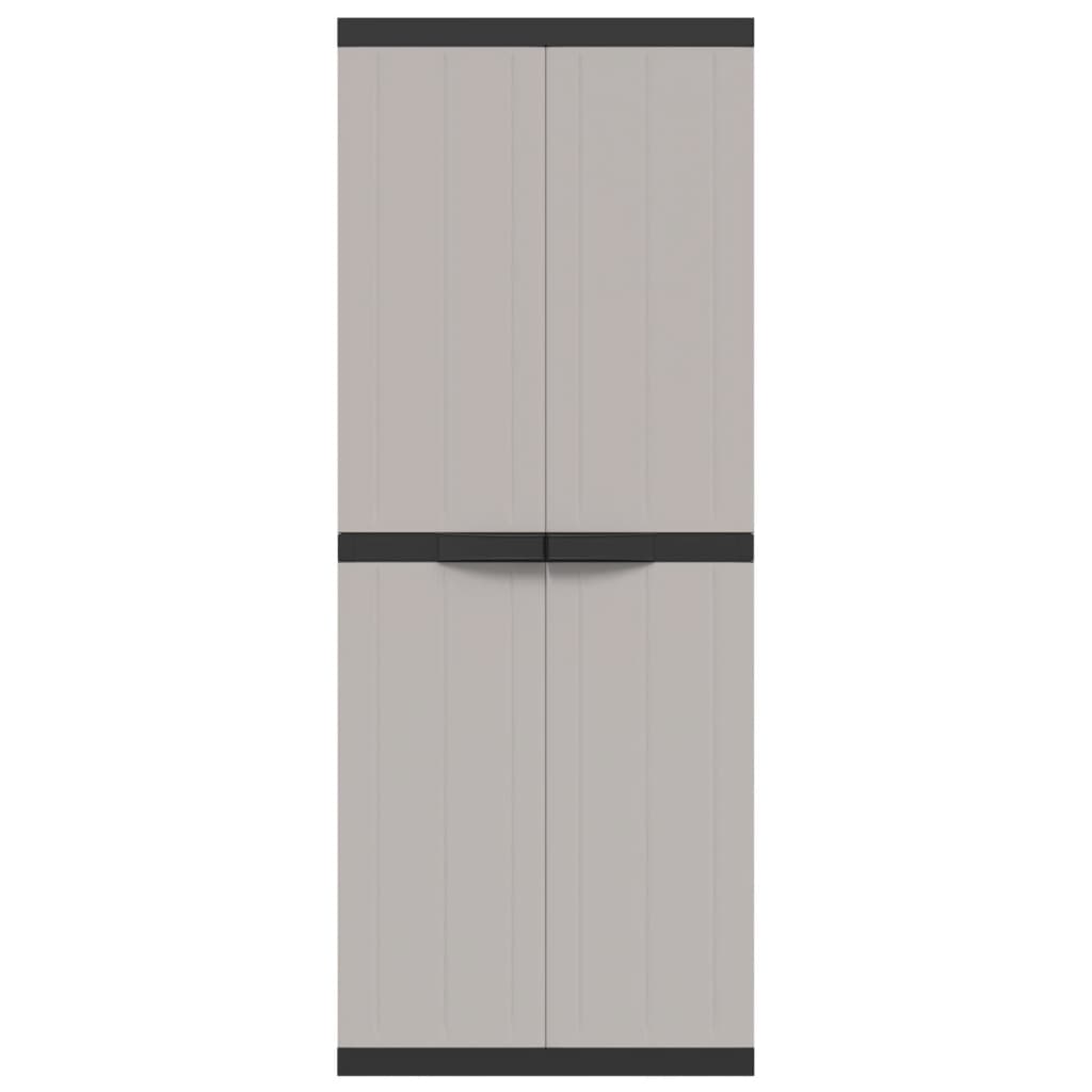 vidaXL Armoire de rangement d'extérieur gris et noir 65x37x165 cm PP