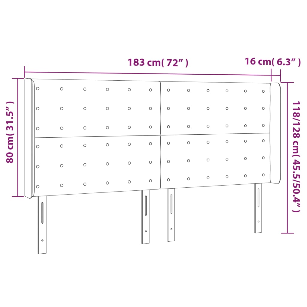 vidaXL Tête de lit à LED Cappuccino 183x16x118/128 cm Similicuir