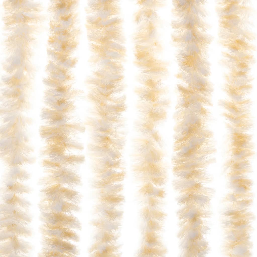 vidaXL Rideau anti-mouches beige et blanc 90x200 cm chenille