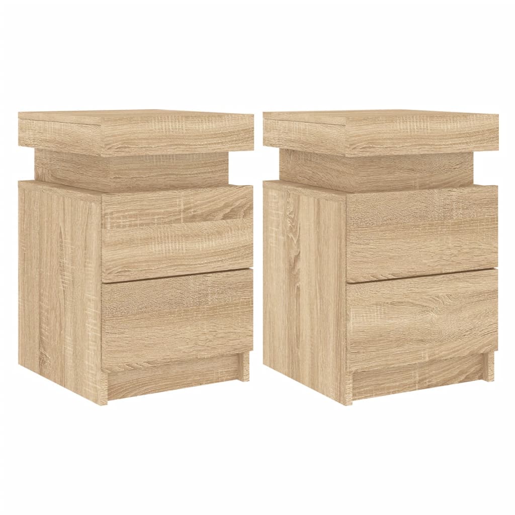 vidaXL Tables de chevet et lumières LED 2 pcs chêne sonoma 35x39x55 cm