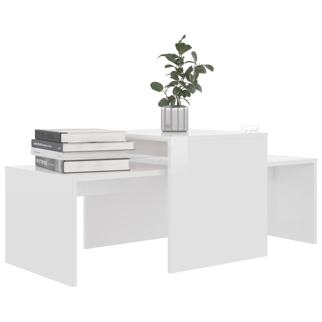 vidaXL Ensemble de table basse Blanc brillant Bois d’ingénierie