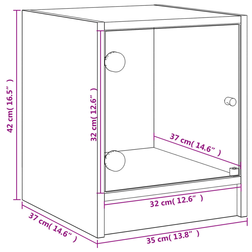 vidaXL Tables de chevet et portes vitrées 2pcs sonoma gris 35x37x42cm