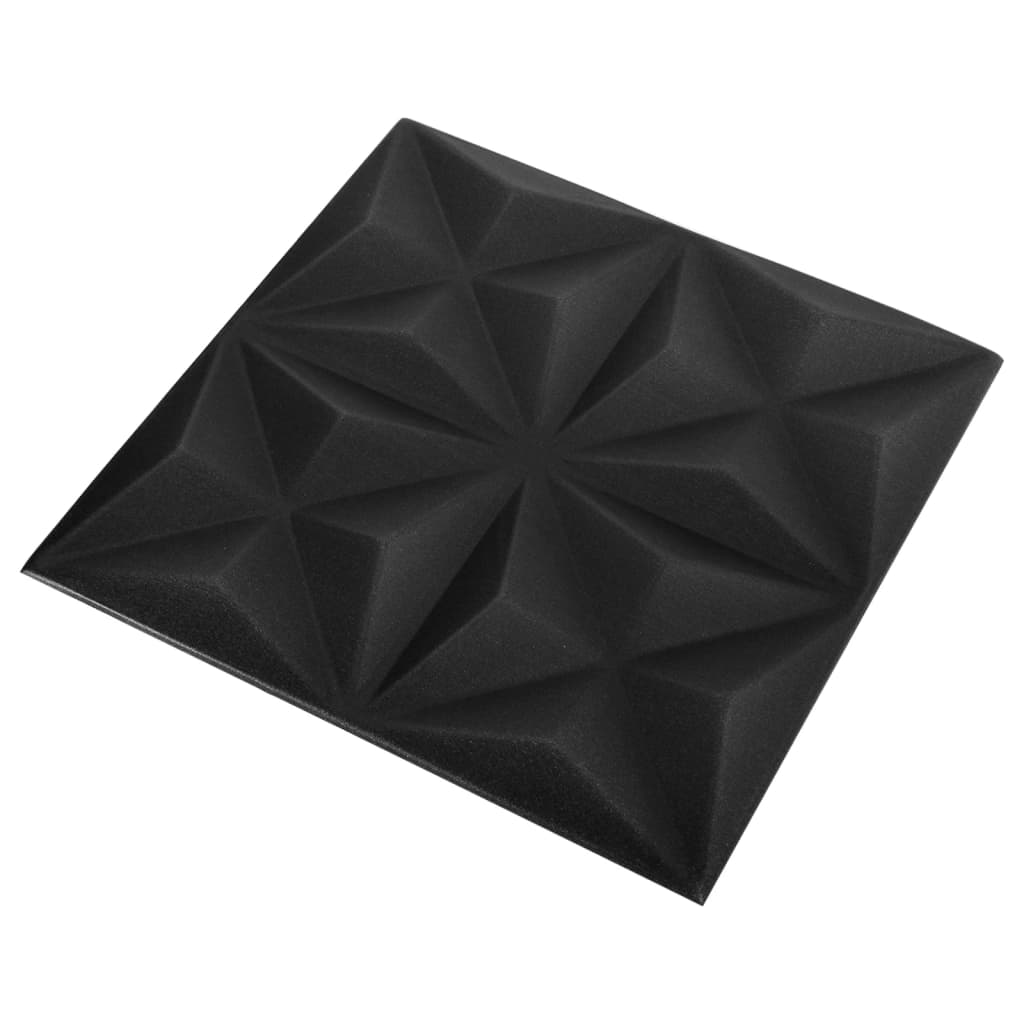 vidaXL Panneaux muraux 3D 24 pcs 50x50 cm noir origami 6 m²