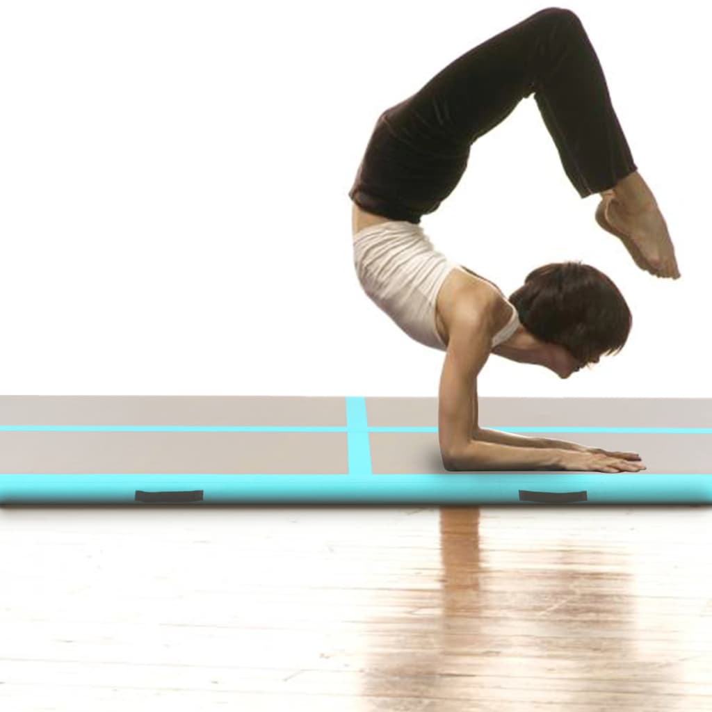 vidaXL Tapis gonflable de gymnastique avec pompe 300x100x10cm PVC Vert