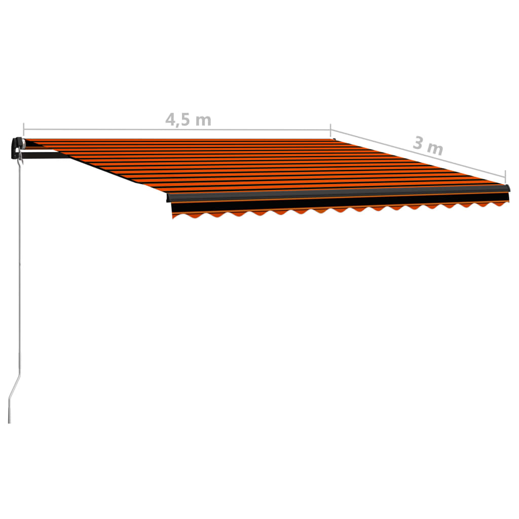 vidaXL Auvent manuel rétractable avec LED 450x300 cm Orange et marron