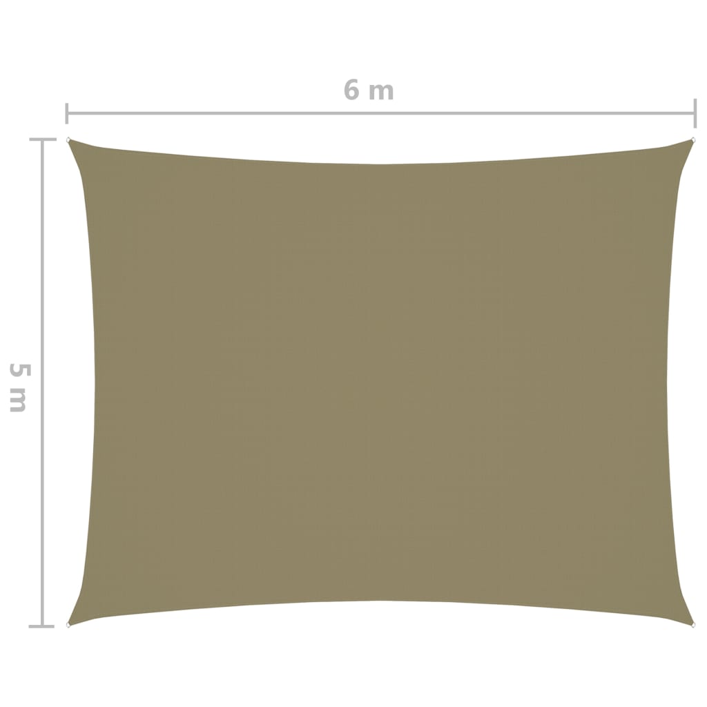 vidaXL Voile de parasol tissu oxford rectangulaire 5x6 m beige