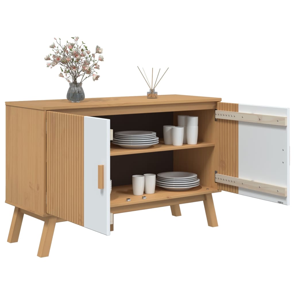 vidaXL Buffet OLDEN blanc et marron 114x43x73,5 cm bois massif de pin