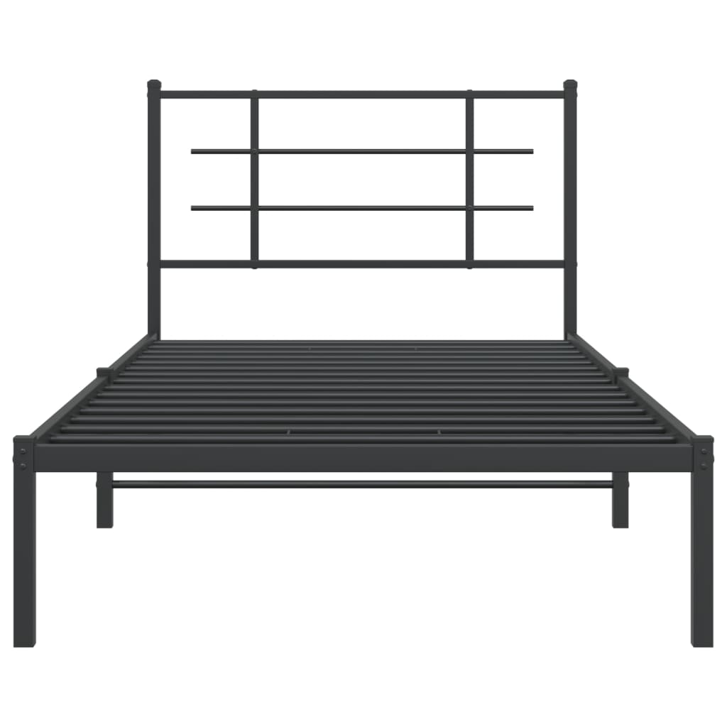 vidaXL Cadre de lit métal sans matelas avec tête de lit noir 100x200cm