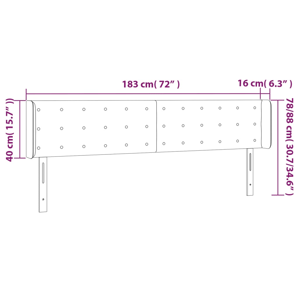 vidaXL Tête de lit à LED Cappuccino 183x16x78/88 cm Similicuir