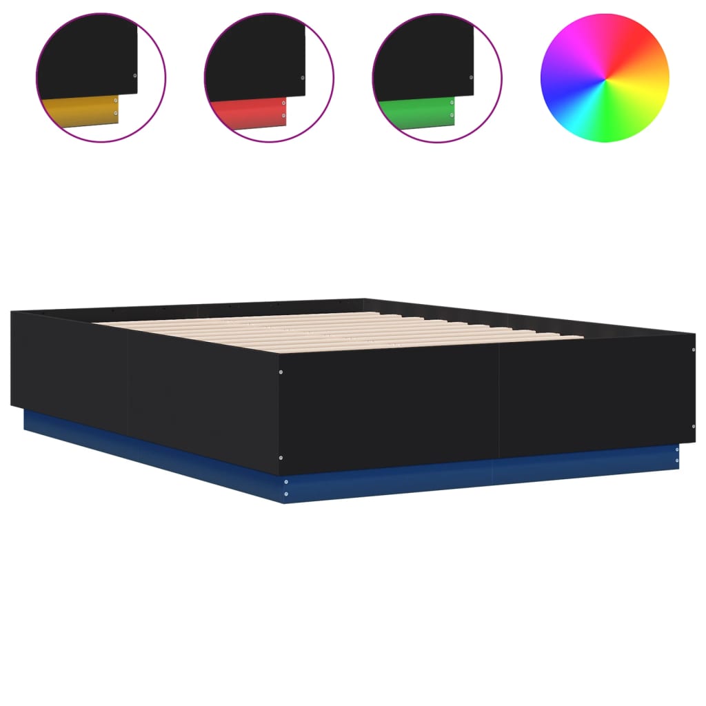 vidaXL Cadre de lit avec LED sans matelas noir 120x190 cm