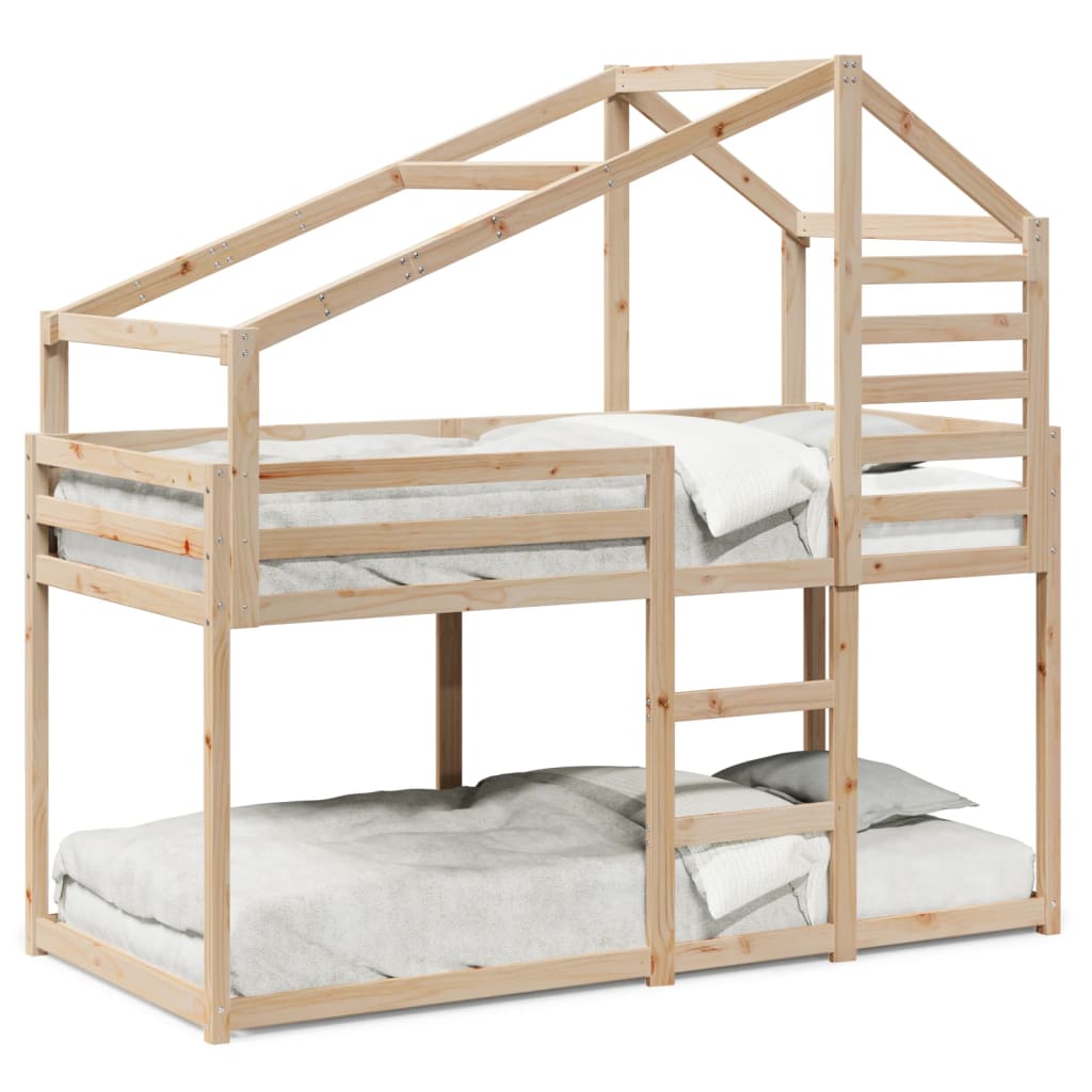 vidaXL Lit superposé avec toit 75x190 cm bois de pin massif